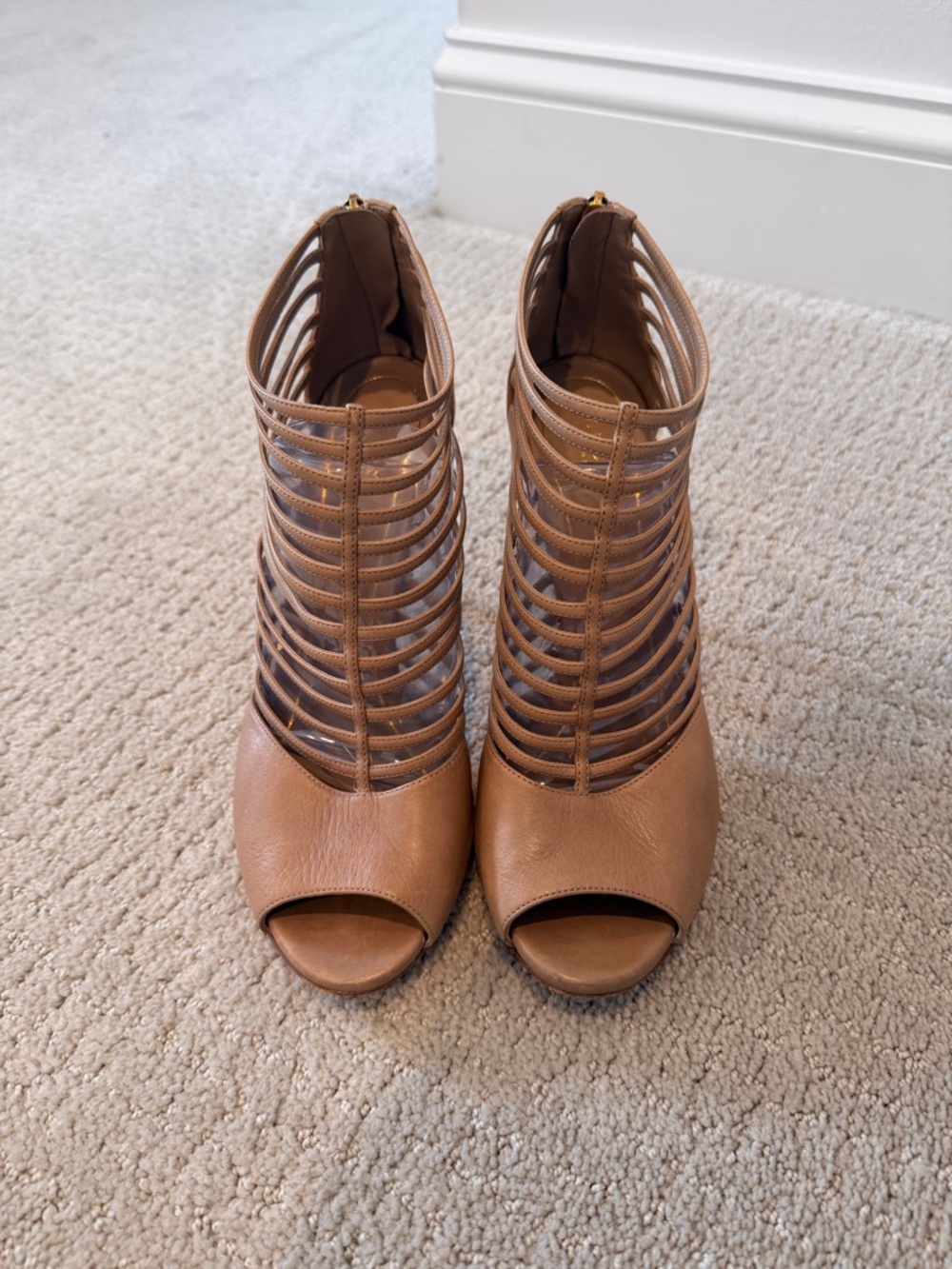 Gucci Brown Strappy Peep-Toe Heels